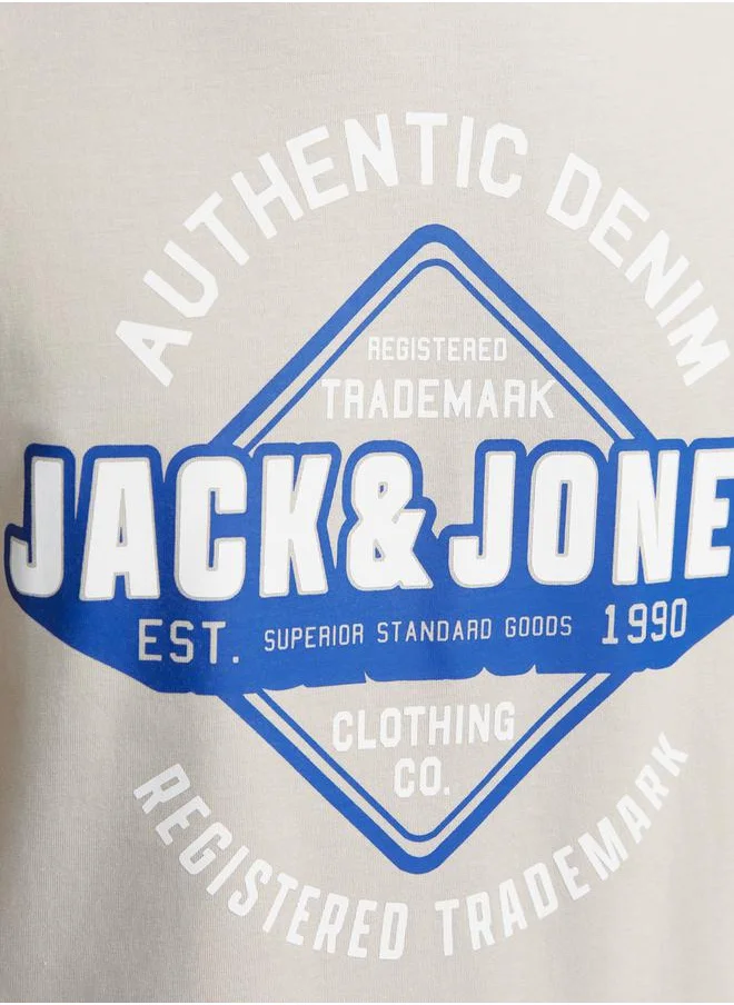 JACK & JONES Logo Print Round Neck T-Shirt