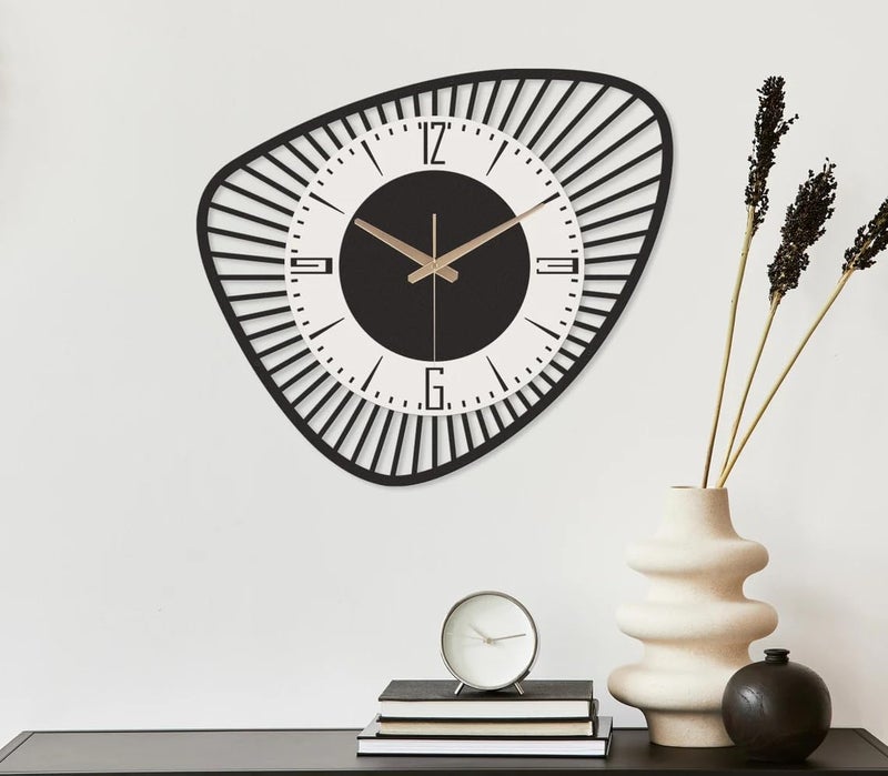 AVVIC MART Stylish Metal Analog Wall Clock for Living Room, Bedroom, Office, Kitchen, Home and Hall | Antique Fancy Big Size Modern Wall Watch for Home Decor (Style-31, 40CM), Black and White - Image 2