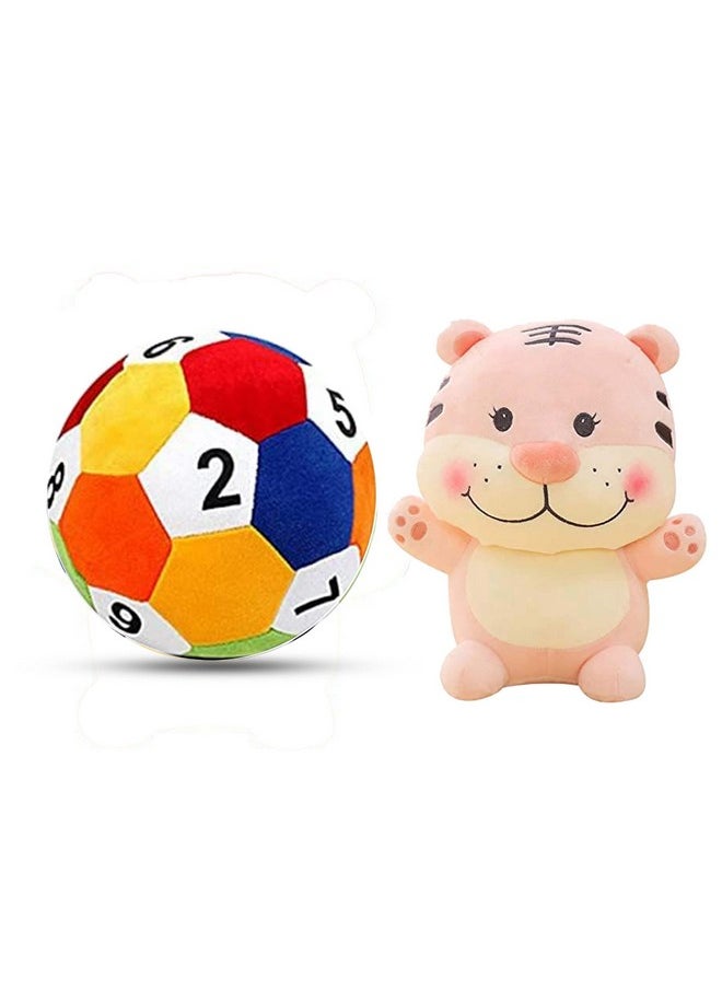 Besties BESTIES Ball Soft Toy Stuffed Plush Ball & Baby Tiger Kids Birthday Gift 25 cm (1234) Baby Tiger Yellow Stuffed Soft Toy Plush for Kids Baby Boy Girl Birthday (54cm) (Ball + Yellow Baby Tiger)  - Image 1