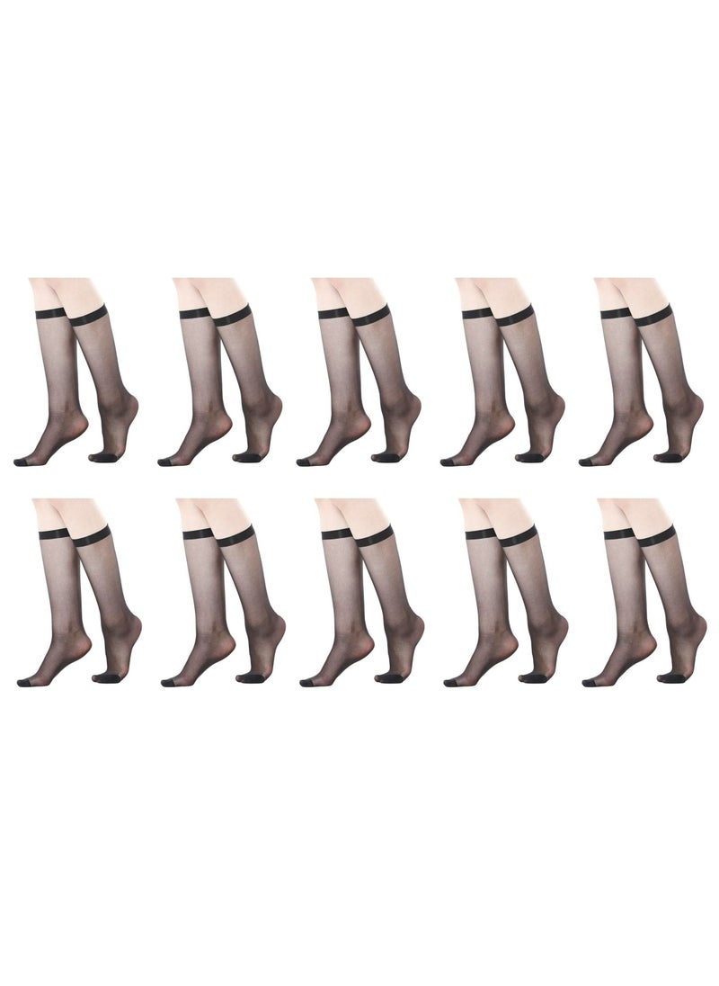 Be-Queen - 10 Pairs Women's Knee High Sheer Socks - One Size - Lightweight Calf Length Stockings - Image 1