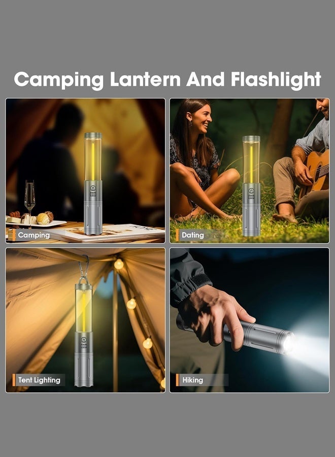 سعيد فانوس تخييم LED 2 في 1، مصباح تخييم قابل لإعادة الشحن بقوة 2500 مللي أمبير في الساعة، 6 أوضاع مصباح يدوي خارجي محمول، مصباح خيمة مقاوم للماء وقابل للتكبير والتصغير لحالات الطوارئ والمشي لمسافات طويلة والأعاصير وانقطاع التيار الكهربائي - Image 3