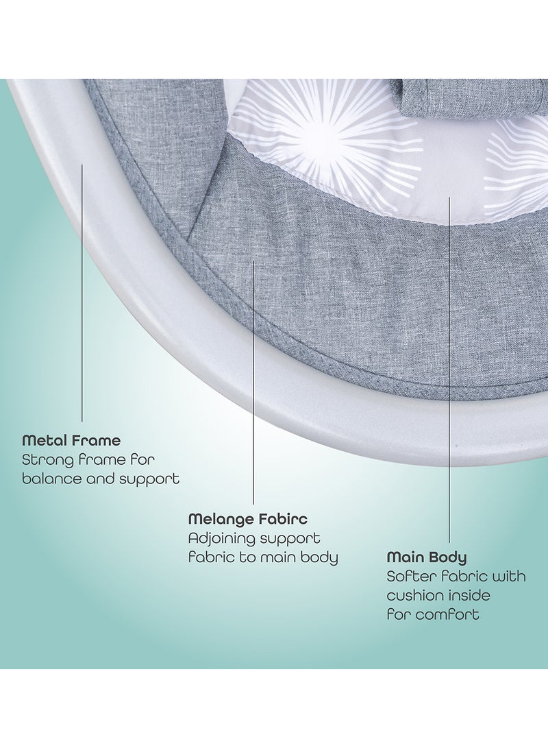 Moon 5 Point Harness Baby Swing Grey, 0-6M, Holds Upto 9Kg With Remote Control - Blue - Image 5