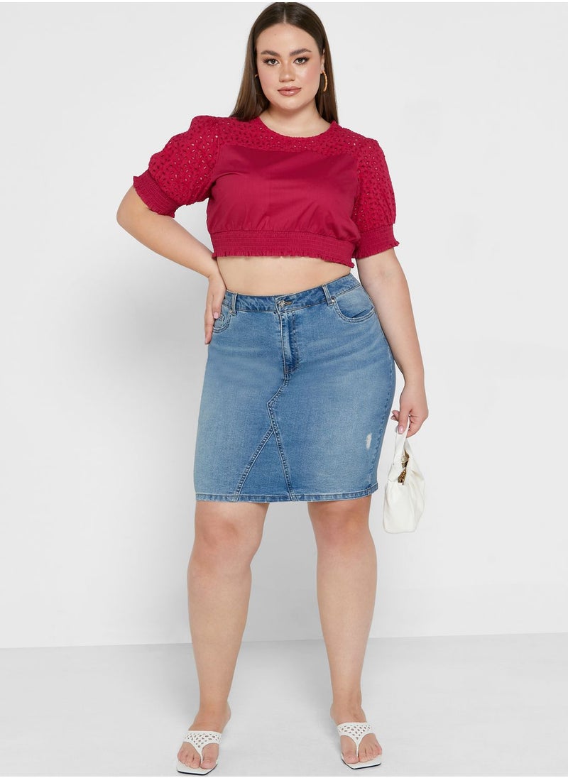 Ginger Plus - Embroidered Puff Sleeve Top - Image 1
