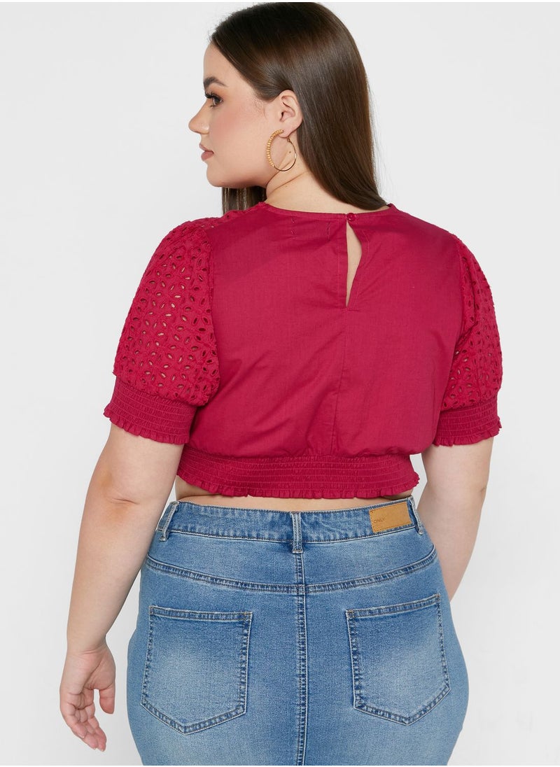 Ginger Plus - Embroidered Puff Sleeve Top - Image 1