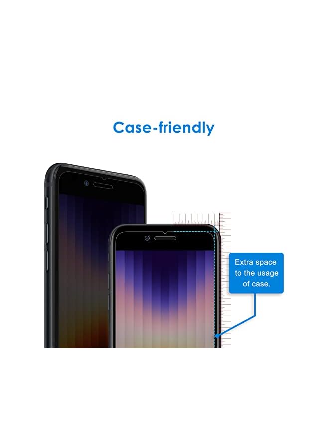 Jetech واقي شاشة الخصوصية لهاتف Iphone Se 3 (2022 الإصدار الثالث) مقاس 4.7 بوصة، طبقة زجاجية مقواة مضادة للتجسس، متوافق مع الجراب، عبوة من قطعتين - Image 4