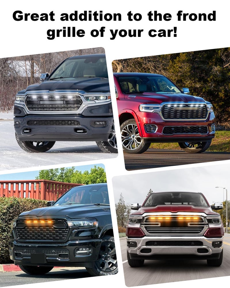 TBHOO 6Pcs LED Grill Light for 2023 2024 2025 Dodge Ram 1500 2500 3500 Raptor Grille Lights Front Bumper Ram Accessories 2019-2022 (Yellow) - Image 4