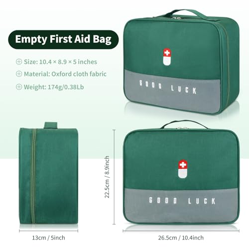 GAUENEEN First Aid Bag Empty Multifunction Emergency Medicine Storage Bag for Outdoor Camping Hiking Travel Emergency Green - Image 3