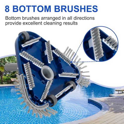 POOLAZA Pool Vacuum Head, Weighted Pool Vacuum Head with 1-1/4'',1-1/2'' Swivel Hose Connection, Bottom & Side Brushes, Pool Vacuum Heads for Inground Pools, Above Ground Pools & Vinyl Lined Pools - Image 3