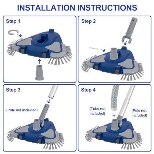 POOLAZA Pool Vacuum Head, Weighted Pool Vacuum Head with 1-1/4'',1-1/2'' Swivel Hose Connection, Bottom & Side Brushes, Pool Vacuum Heads for Inground Pools, Above Ground Pools & Vinyl Lined Pools - Image 5