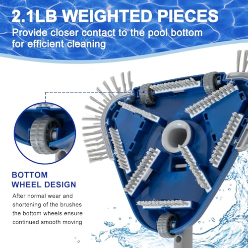 POOLAZA Pool Vacuum Head, Weighted Pool Vacuum Head with 1-1/4'',1-1/2'' Swivel Hose Connection, Bottom & Side Brushes, Pool Vacuum Heads for Inground Pools, Above Ground Pools & Vinyl Lined Pools - Image 4
