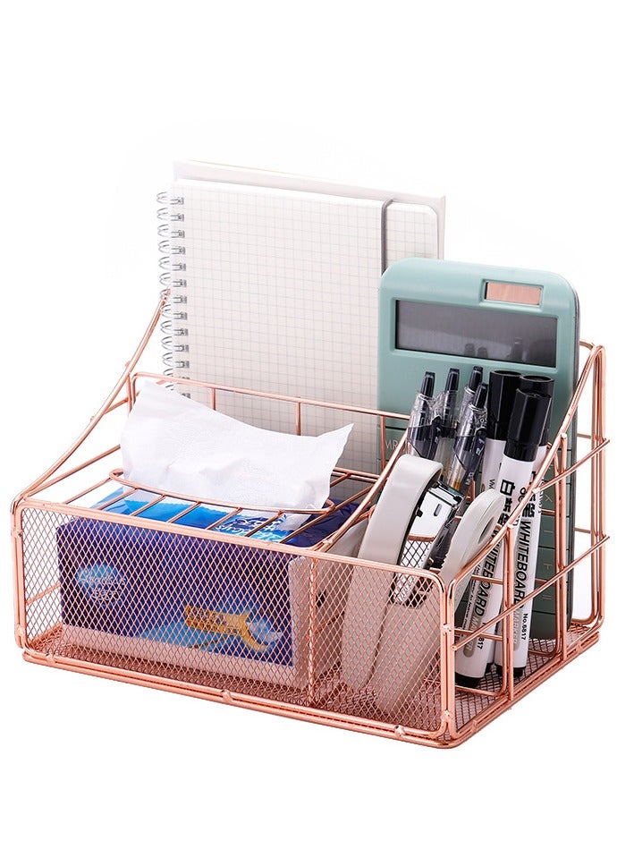 general Fashion Retro Iron Multi-Layer Office Supplies Storage Box: Document Storage Rack, Desktop Stationery Organizer, Storage Basket - Image 2