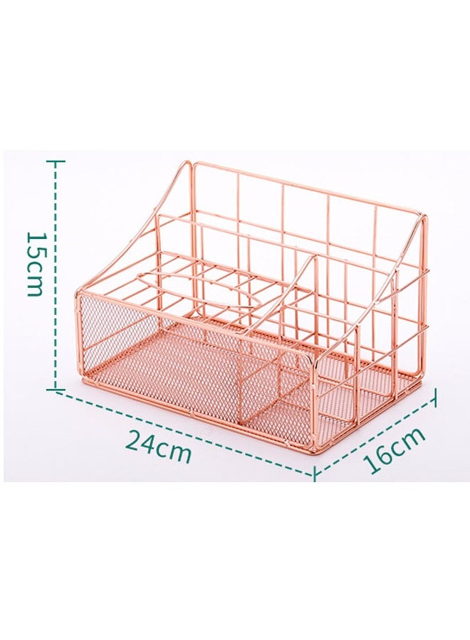 general Fashion Retro Iron Multi-Layer Office Supplies Storage Box: Document Storage Rack, Desktop Stationery Organizer, Storage Basket - Image 3