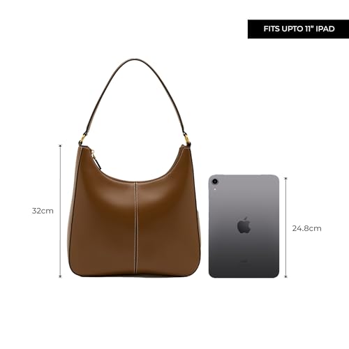 Miraggio Juno Hobo Bag | Women Shoulder Bag For Office Travel | Gift Items For Women | Solid Hobo Bags (Brown) - Image 3