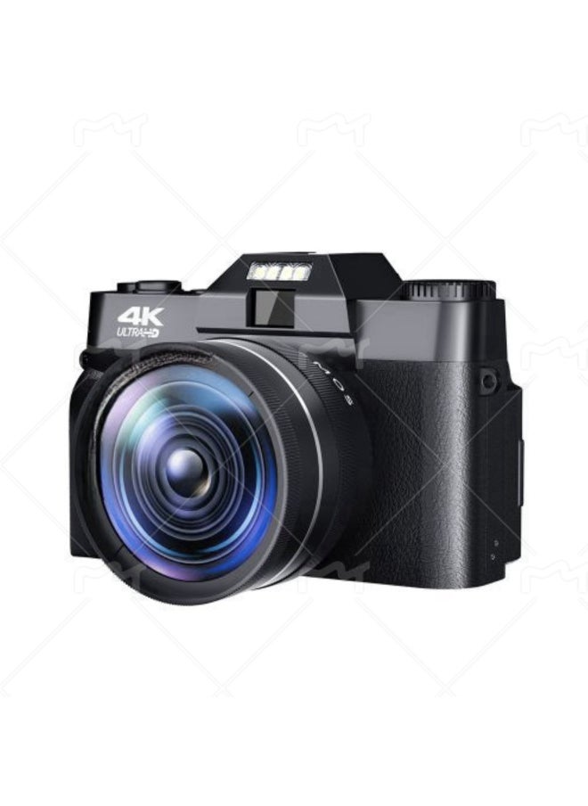 Generic E-commerce Products 4K Digital Camera Ultra HD 48MP 3.0 Flip Screen With Wide Angle 4K Micro Single LED-Body Color:Standard Black English + Special Lens  - Image 1