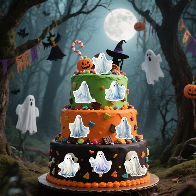 Fyeoxle 45PCS Edible Ghost Cupcake Toppers Wafer Paper Halloween Specter Cake Picks Edible Spooky Little Boo Cupcake Toppers for Halloween Eve Theme Party Birthday Decor Supplies - Image 3