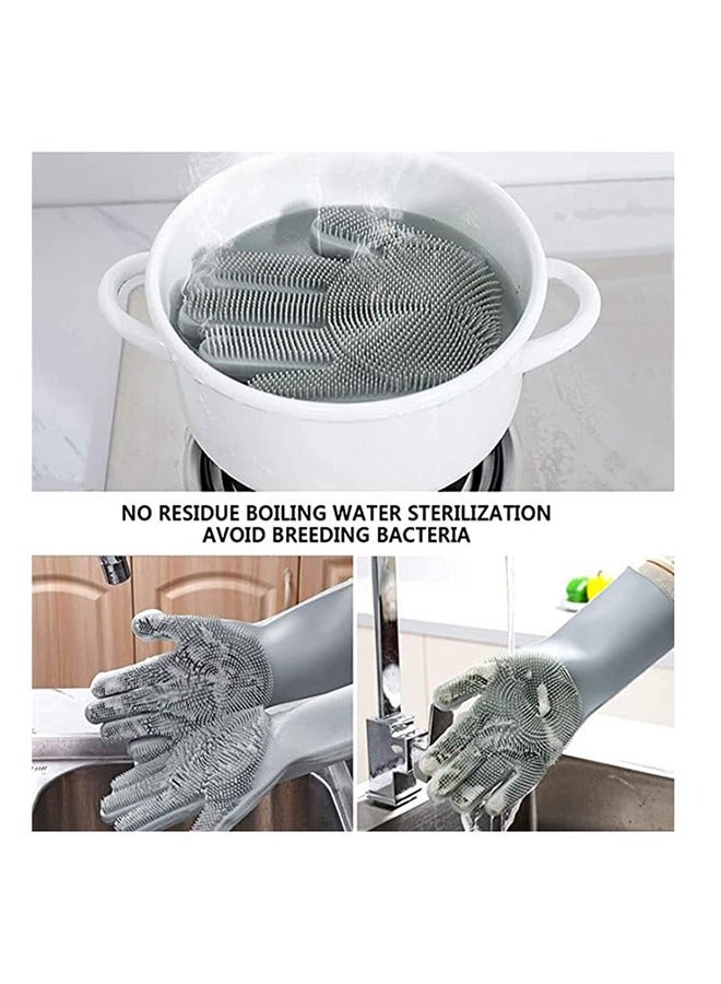 JOYBOS قفازات غسيل الأطباق، قفازات سيليكون سحرية مع فرشاة، قفازات مطبخ، قفازات قابلة لإعادة الاستخدام، قفازات مقاومة للحرارة للمطبخ، الحمام، السيارة، والحيوانات الأليفة. - Image 5