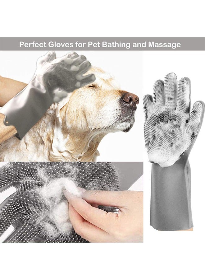 JOYBOS قفازات غسيل الأطباق، قفازات سيليكون سحرية مع فرشاة، قفازات مطبخ، قفازات قابلة لإعادة الاستخدام، قفازات مقاومة للحرارة للمطبخ، الحمام، السيارة، والحيوانات الأليفة. - Image 2