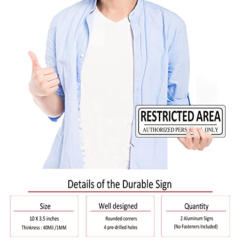 i-CowFun Restricted Area Sign Metal, (2 Pack) Authorized Personnel Only, 10" x 3.5" Do Not Enter Sign, Aluminum, Rust free, Fade Resistant,Weatherproof - Image 4