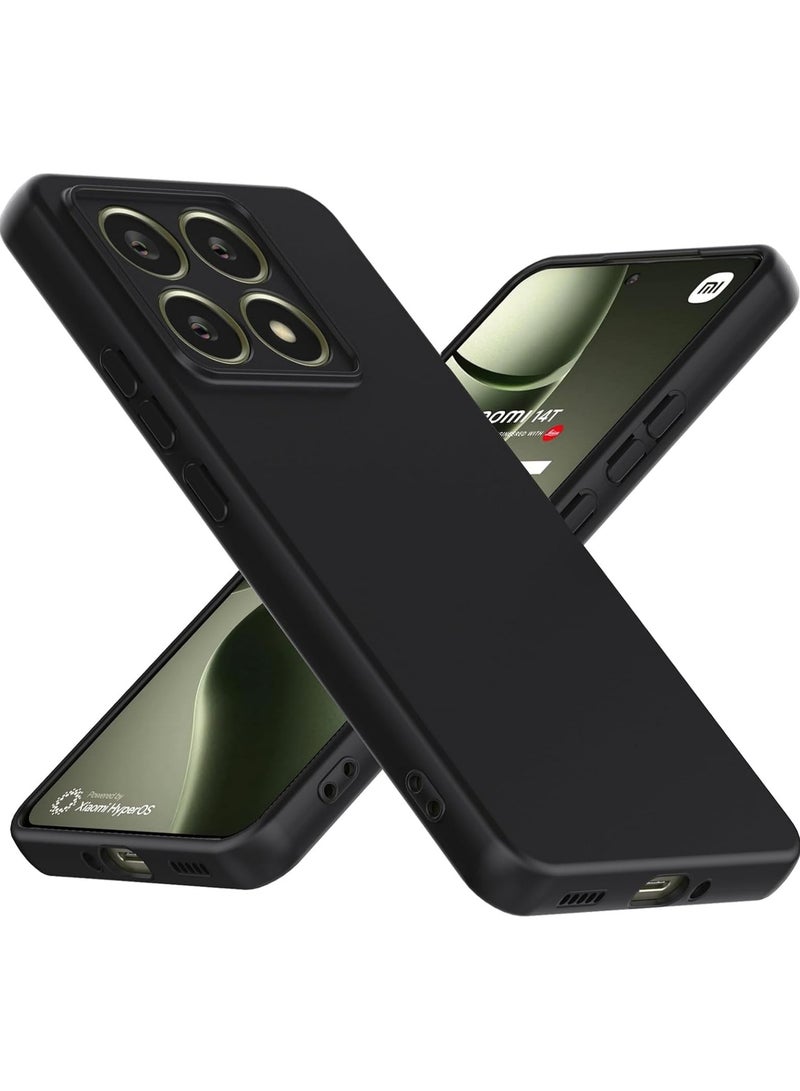 حافظة هاتف Xiaomi 14T Pro ناعمة ومرنة وغطاء خلفي من مادة TPU باللون الأسود غير اللامع مع حماية للكاميرا مصممة لهاتف Xiaomi 14T Pro - Image 1