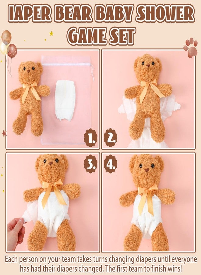 Seenelling 12 Sets Bear Blindfolded Diaper Changing Baby Shower Games Baby Dolls Diapers for Bridal Shower Gender Reveal Games Prizes Gifts for Adults Boys Girls (Brown) - Image 3