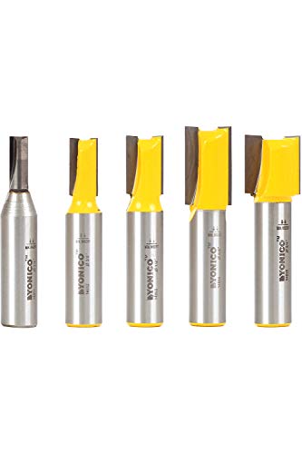 YONICO Straight Router Bits Set 5 Bit 1/2-Inch Shank 14522 - Image 1