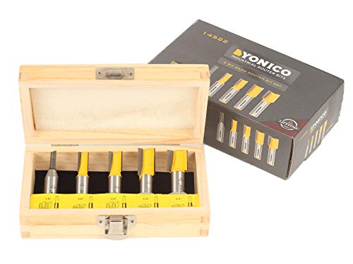 YONICO Straight Router Bits Set 5 Bit 1/2-Inch Shank 14522 - Image 2