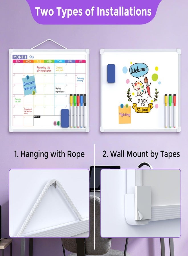 MaxGear Monthly Calendar Dry Erase Board for Wall, 16"x12" Small Hanging Double-Sided White Board with 5 Markers & 4 Magnets, Portable Whiteboard for Students - Planning, Drawing, Memo, to Do List - Image 4