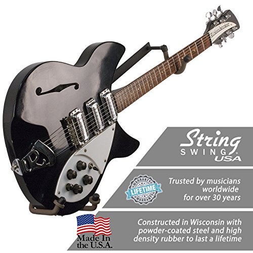 String Swing Guitar Holder Horizontal Low-Profile Narrow-Body for Flat Wall Mount Bass and Electric Guitars- 1 Piece Unit CC151-LPN-FW - Image 2