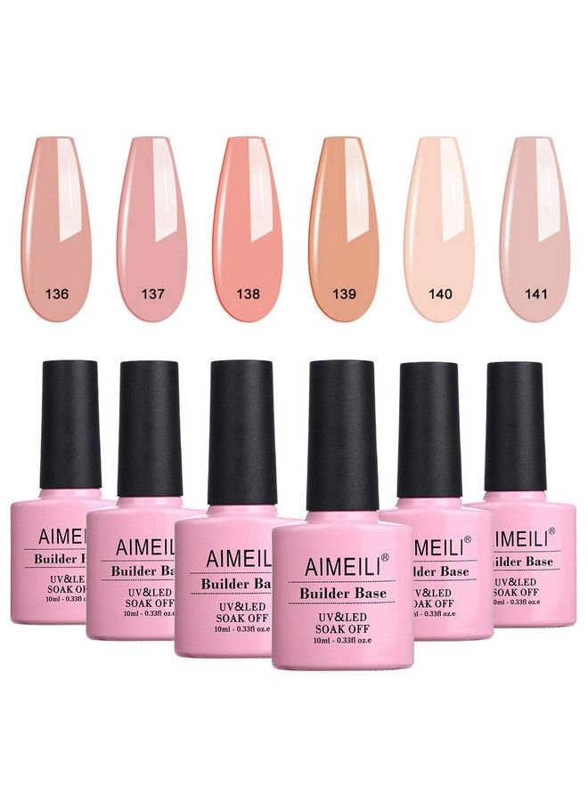 AIMEILI Builder Base Sheer Color Gel No Need Slip Solution Builder Extension Soak Off Gel Nail Polish 6Pcs X 10Ml Kit Set 34 - Image 1
