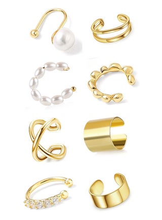 8 pairs of golden cartilage earrings