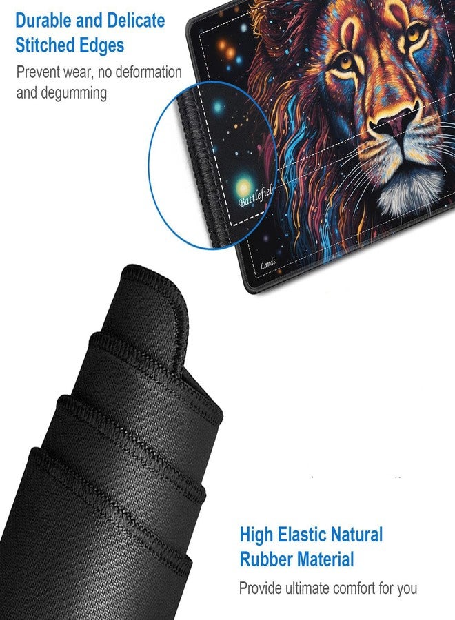 JVGFYNKL for TCG Playmat, Playmat with Zones, 24x14 in Non-Slip Rubber for MTG Playmat with Drawstring Travel Pouch and 6 Dice, Splash Paint Lion for MTG Mat, Card Game Playmats - Image 4