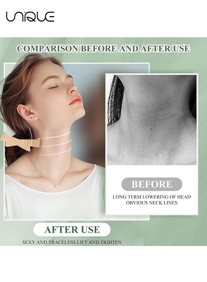 Unique 10 Pcs Neck Lift Tapes, Invisible Instant Neck Lift Stickers, Neck Rescue Instant Correcting Strips Invisible Anti-Wrinkles Neck Patch Lifting and Firming Neck Skin (Beige) - Image 4