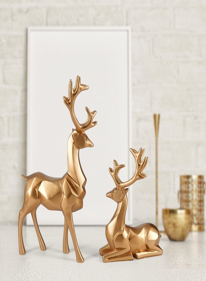 MicoSim Reindeer Ornaments Statue,Reindeer Christmas Decoration,Deer Gifts for Women, Mom Gifts,Deer Decorations Applicable Home, Office,Bookshelf TV Stand, Shelf, Living Room(Origami Medium, Gold) - Image 2