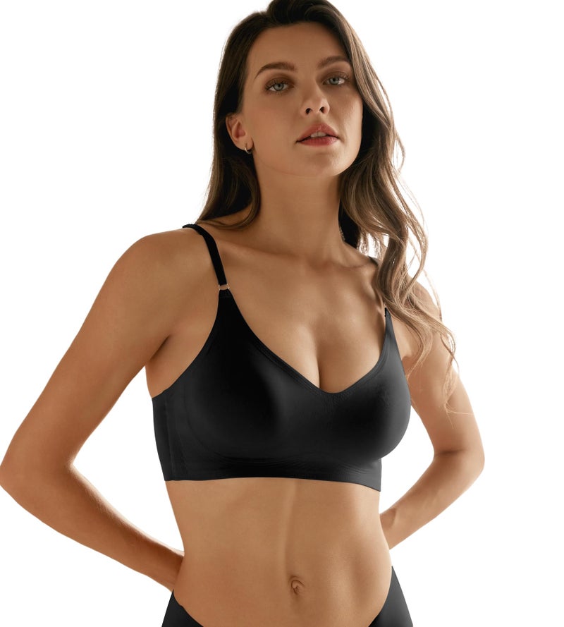 DEANGELMON Seamless Bras for Women V Neck Padded Bra Adjustable Straps Bralettes Everyday Sleeping Bra Multiple Pack(3P15,L) - Image 5