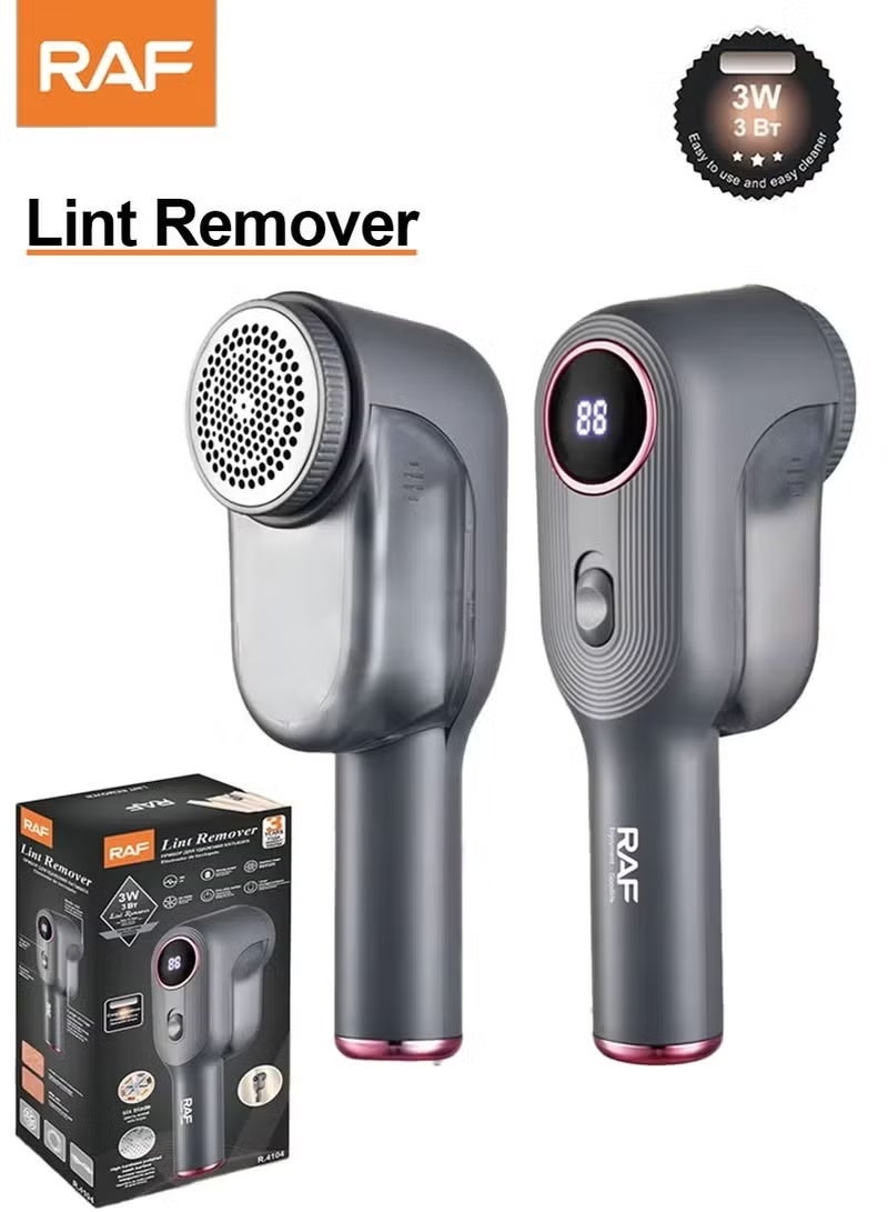 آر إيه أف مزيل الوبر الكهربائي القابل لإعادة الشحن - ماكينة حلاقة الأقمشة مع 6 شفرات من الفولاذ المقاوم للصدأ، وشحن USB، وشبكة خلية النحل، وحاوية تخزين كبيرة للملابس والسترات والأقمشة الصوفية - Image 1