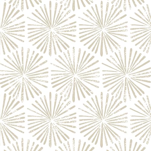 Guvana 1732 X197 Beige and White Boho Peel and Stick Wallpaper Geometric Striped Peel and Stick Removable Contact Paper for Drawers Cabinets Shelves - Image 1