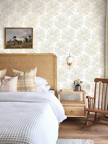 Guvana 1732 X197 Beige and White Boho Peel and Stick Wallpaper Geometric Striped Peel and Stick Removable Contact Paper for Drawers Cabinets Shelves - Image 3