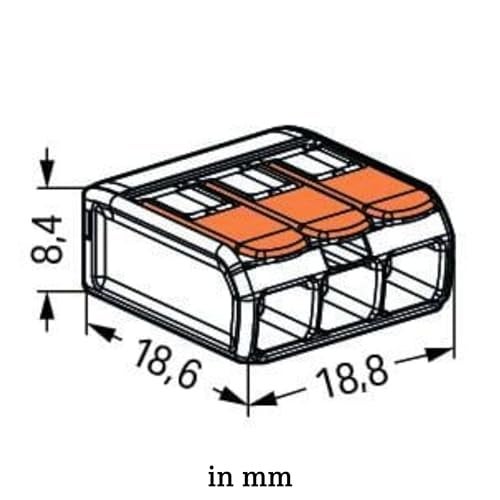 Wago 221-413 Splicing Connector 3 Conductors 0.14-4 mm². Compact Design with Lever, Pack of 50 - Image 2
