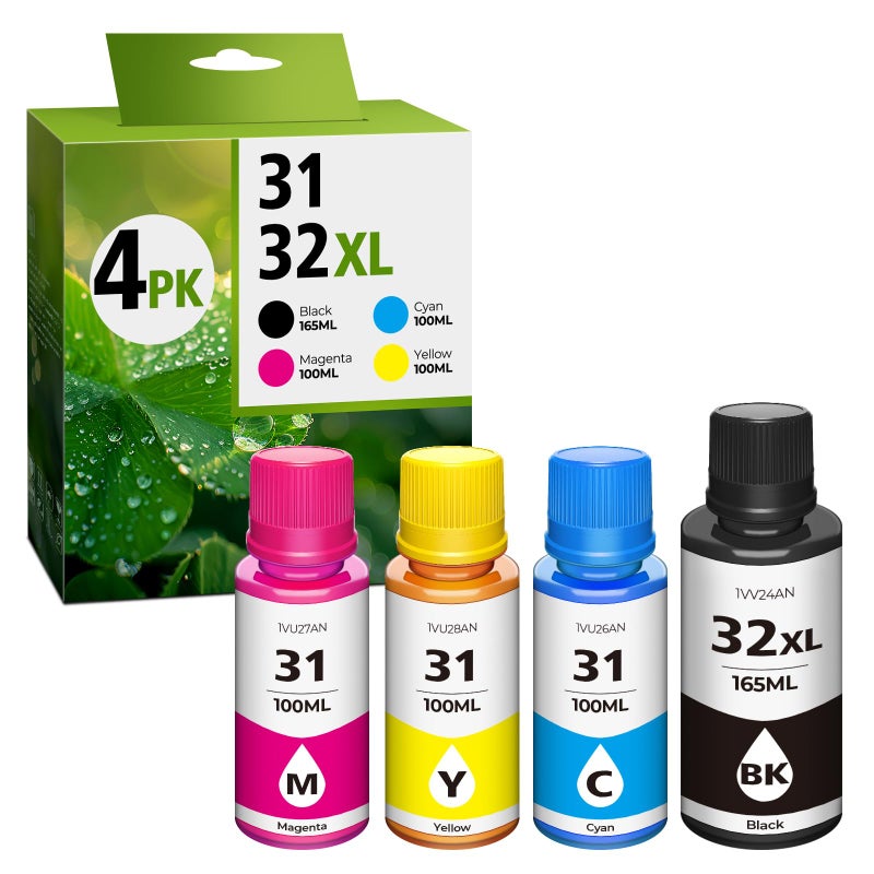 DEEIYUER 31 Ink 32XL Black Ink Bottle Set Smart Tank 5101 7602 6001 5000 Refill Compatible with HP 31 32XL Inksbottle Set for Smart Tank 651 5101 5000 7602 5103 6001 7301 7001 7302 5102 7002 7006 Printers - Image 2