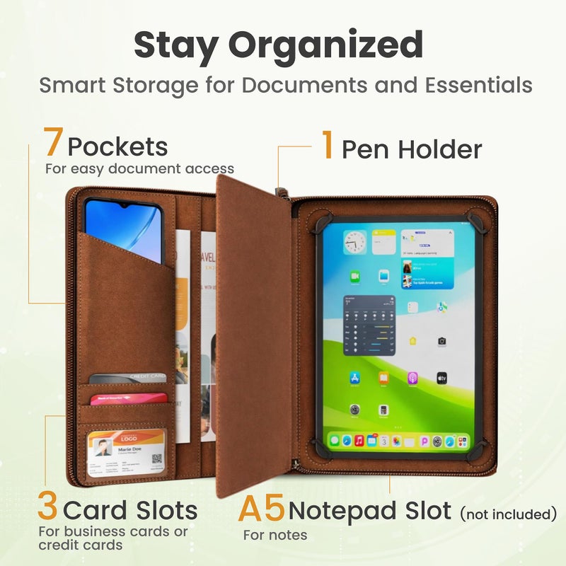 KHOMO Universal Padfolio Case â€“ Tablet Portfolio Organizer with Notepad Holder â€“ Compatible with iPad 10th/11th Gen, iPad Pro 11, iPad 7/8/9 (10.2", 10.9", 9.7") - Image 3