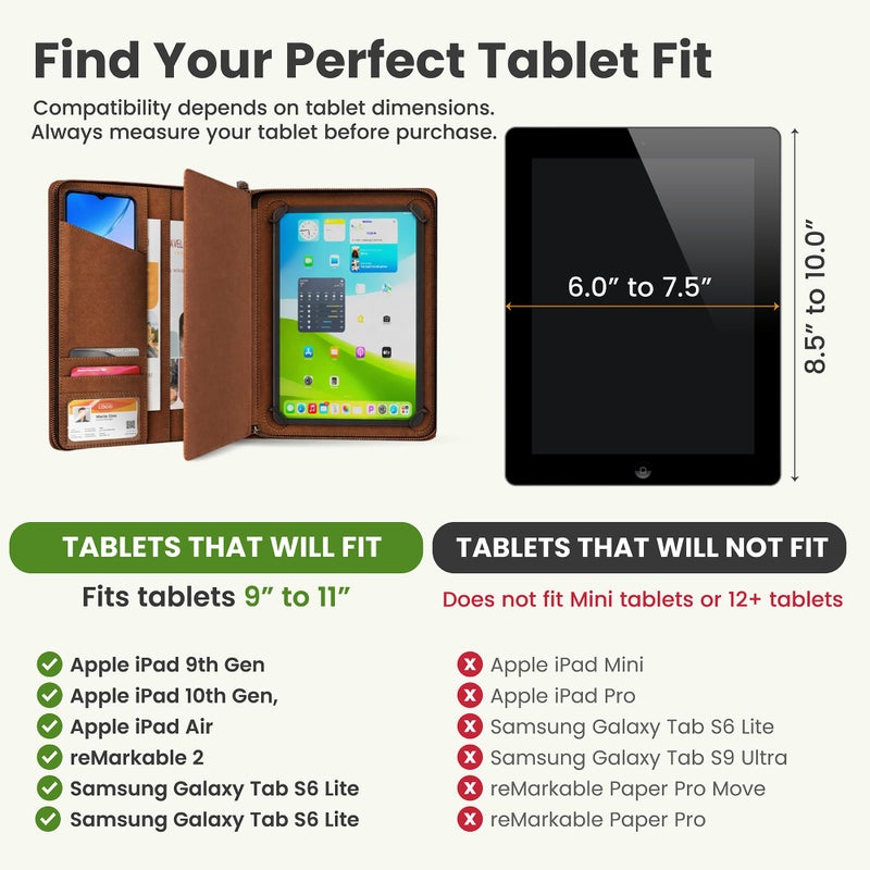 KHOMO Universal Padfolio Case â€“ Tablet Portfolio Organizer with Notepad Holder â€“ Compatible with iPad 10th/11th Gen, iPad Pro 11, iPad 7/8/9 (10.2", 10.9", 9.7") - Image 4