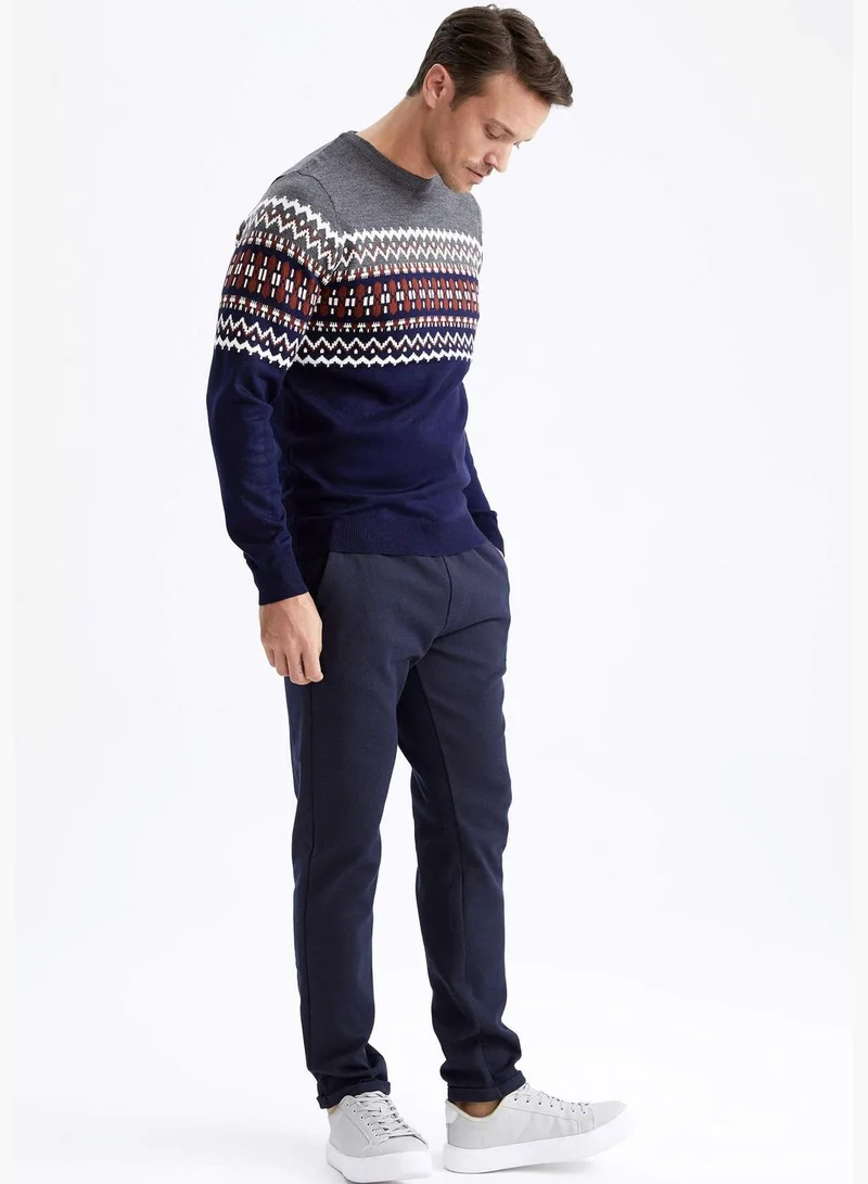 DeFacto Regular Fit Long Sleeve Striped Block Colour Jumper