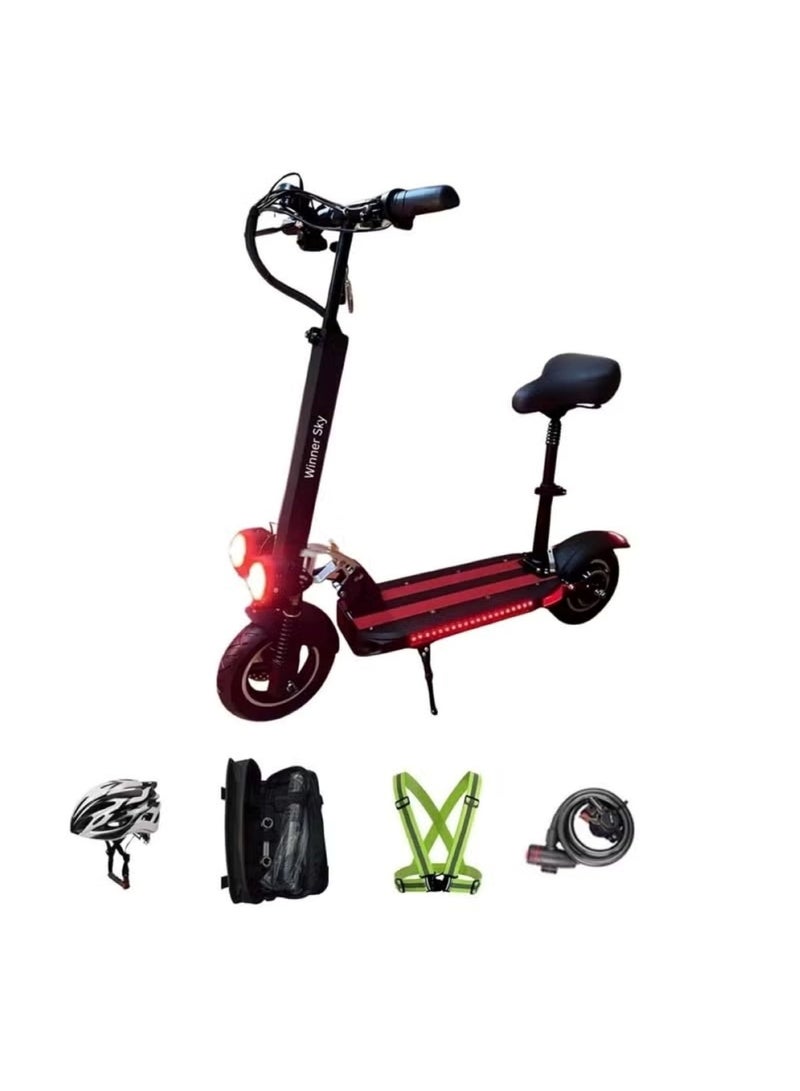 وينر سكاي سكوتر كهربائي E10 بمحرك 1000 واط، قابل للطي بالكامل، بطارية 48 فولت 13 أمبير/ساعة، جهاز تحكم عن بعد مضاد للسرقة، أحمر - Image 1
