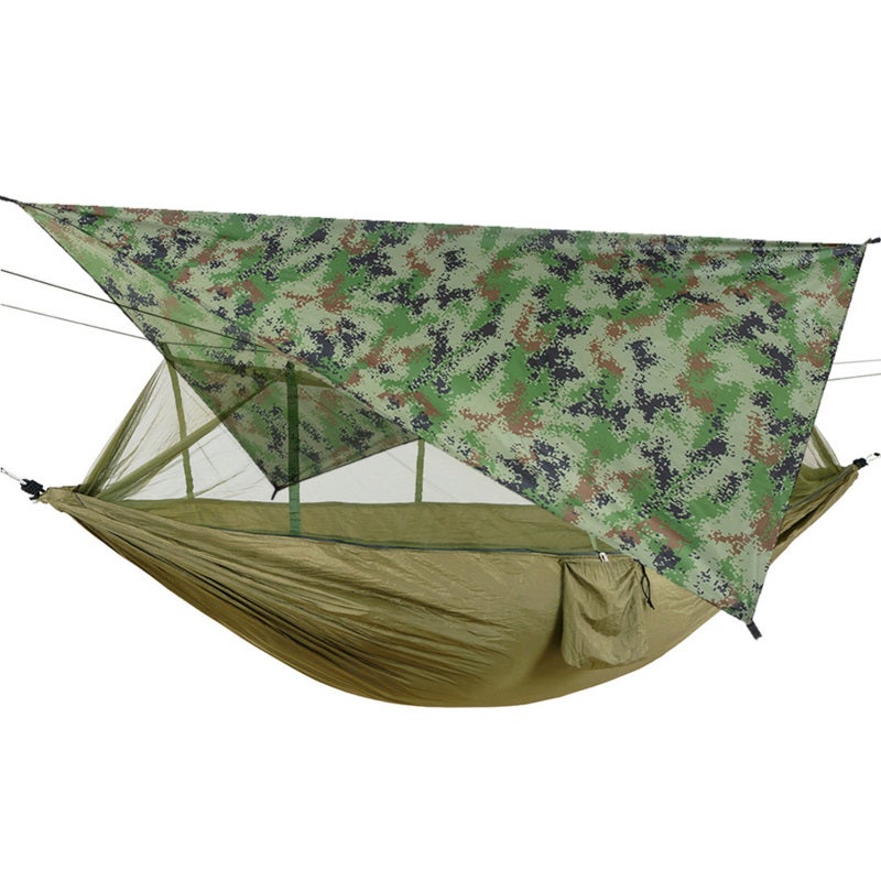 Lightweight Travel Hammock: 200kg Weight Capacity, Heavy Duty Double Layered Reinforced Stitched Seams - UV-resistant Waterproof Sunshade Canopy, Smooth Skin-friendly Fabric for Outdoor Nature Relaxat - Image 1