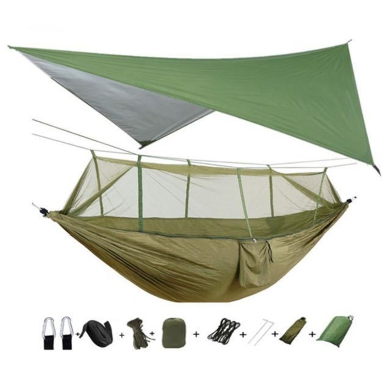 Lightweight Travel Hammock: 200kg Weight Capacity, Heavy Duty Double Layered Reinforced Stitched Seams - UV-resistant Waterproof Sunshade Canopy, Smooth Skin-friendly Fabric for Outdoor Nature Relaxat - Image 2