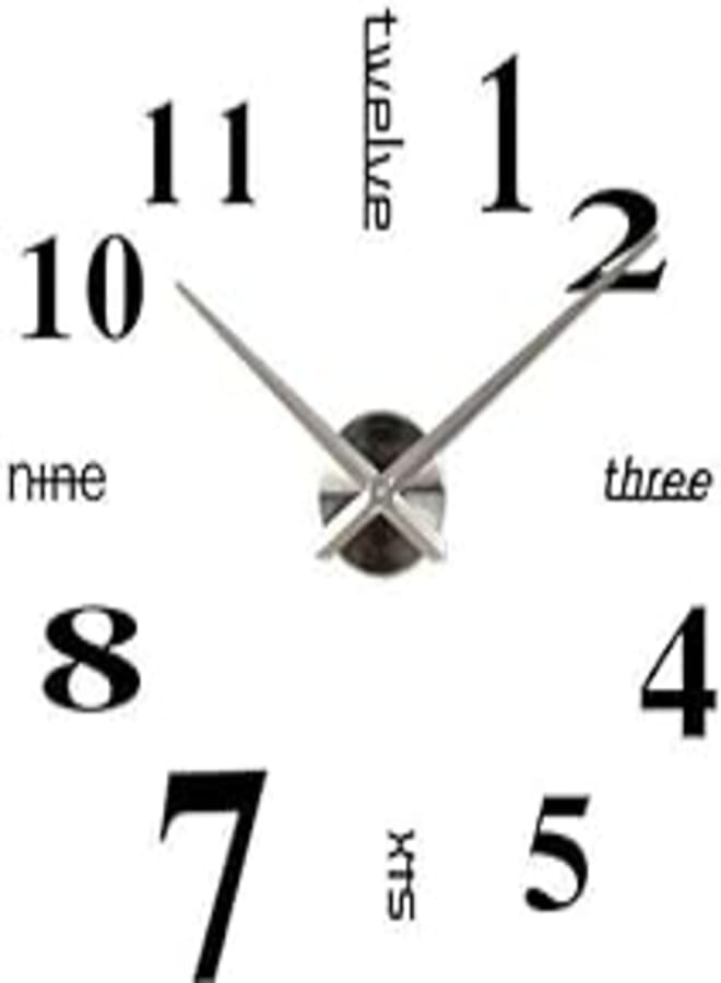 OR Large Diy Quartz 3d Wall Clock Acrylic Sticker Wall Clock - 015 Black