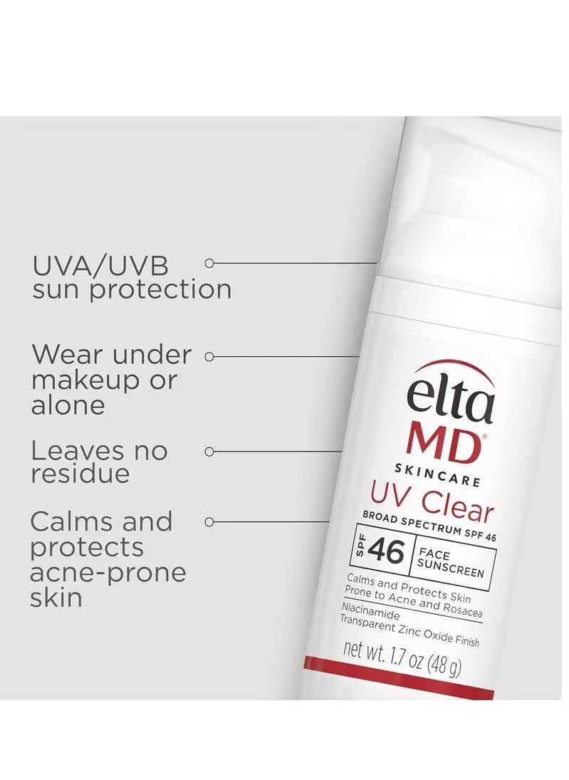 ايتا ام دي كريم EltaMD UV Clear للوجه بعامل حماية من الشمس SPF 46 - لأنواع البشرة المعرضة لحب الشباب والوردية وفرط التصبغ، 48 جم/1.7 أونصة  - Image 3