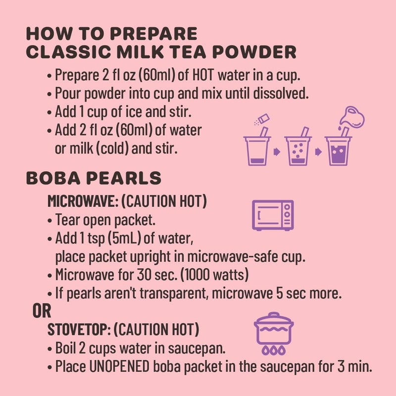 Boba Bundle Kit 10 Serv. Instant Bubble Pearl Variety Milk Tea Kit with Authentic Brown Sugar Tapioca Pearls by Yulu Foods - Ready in Under 1 Minute, Includes Paper Straws - Gift Box, Holiday (Classic, Taro and Strawberry) - Image 5