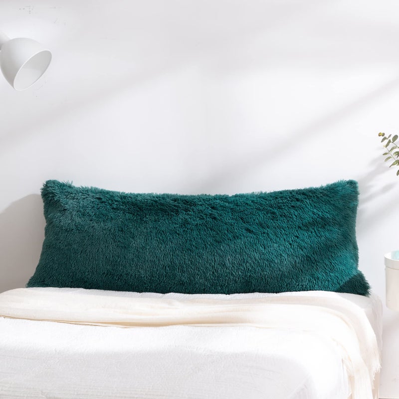 Reafort Luxury Long Hair  PV Fur  Faux Fur Body Pillow Cover/Case 21""x54"" with Hidden Zipper Closure (21""x54"" Body Pillow Cover  Evergreen) - Image 2