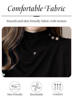 Ladies Elegant Satin Top Shirt, Comfortable Round Neck Shirt, with Puffed Sleeves, Women's Base Shirt, Business Blouse, Black - pzsku/ZDFF866B610C4BA6D594EZ/45/_/1713351062/c4e6dbae-8670-4d90-8614-8de02244552c